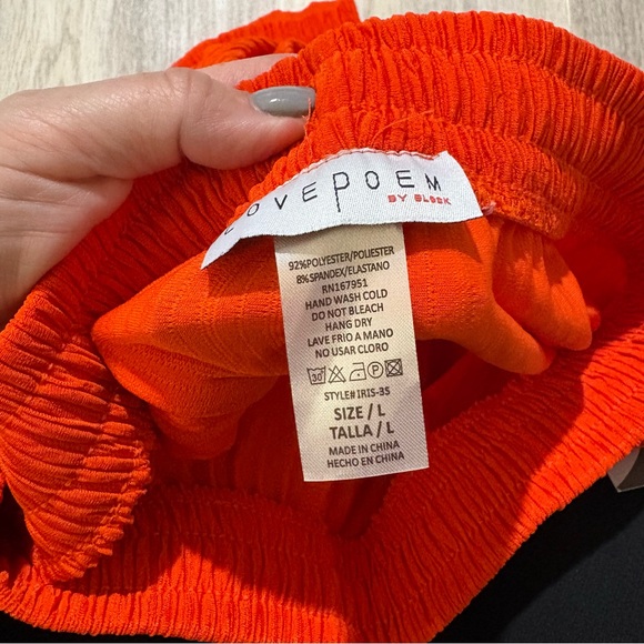 Love Poem by Block Iris-3S 2 Piece Pants Tube Top Set Tomato Red Large NWT - Picture 6 of 6